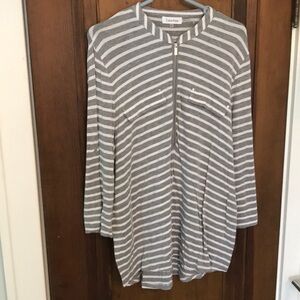 Calvin Klein Gray Striped Zip-Up Top